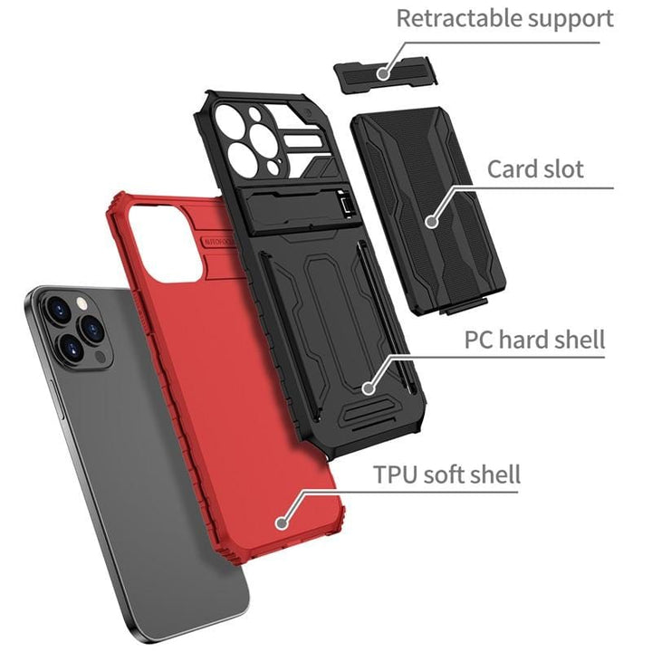 Shockproof Card Holder Phone Case With Kickstand