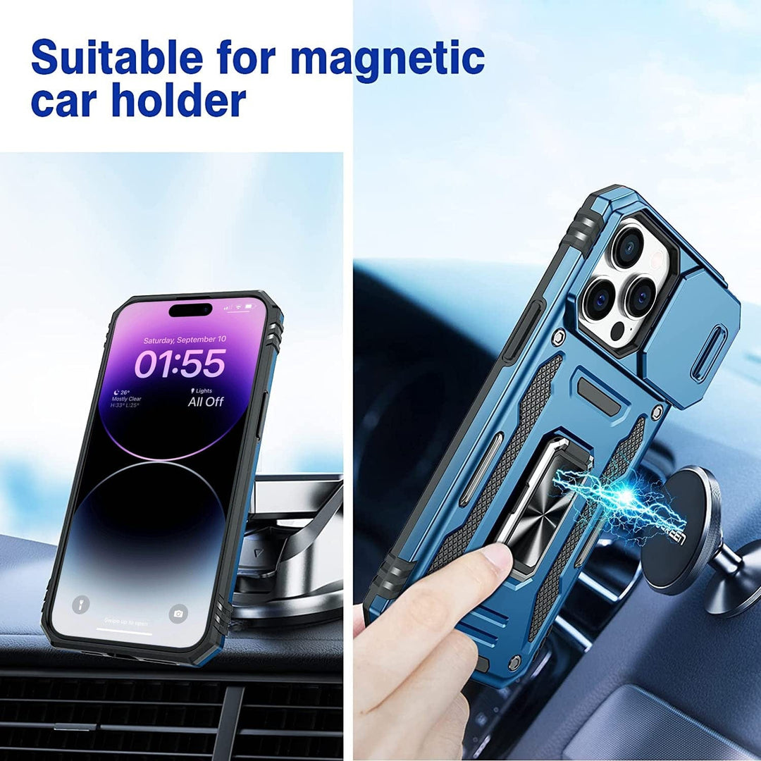 Magnetic Phone Case With Kickstand & Camera Cover