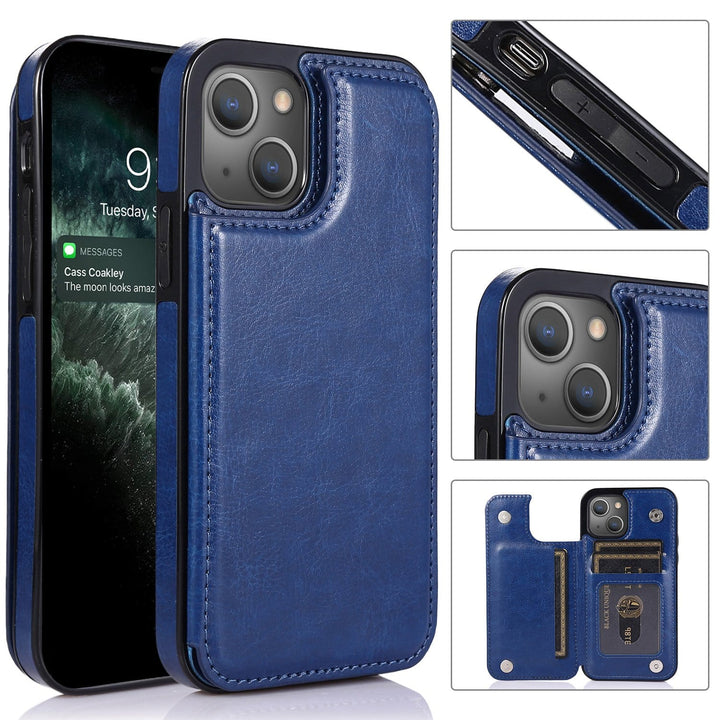 Flip Leather Phone Wallet Case iPhone 15 / Blue