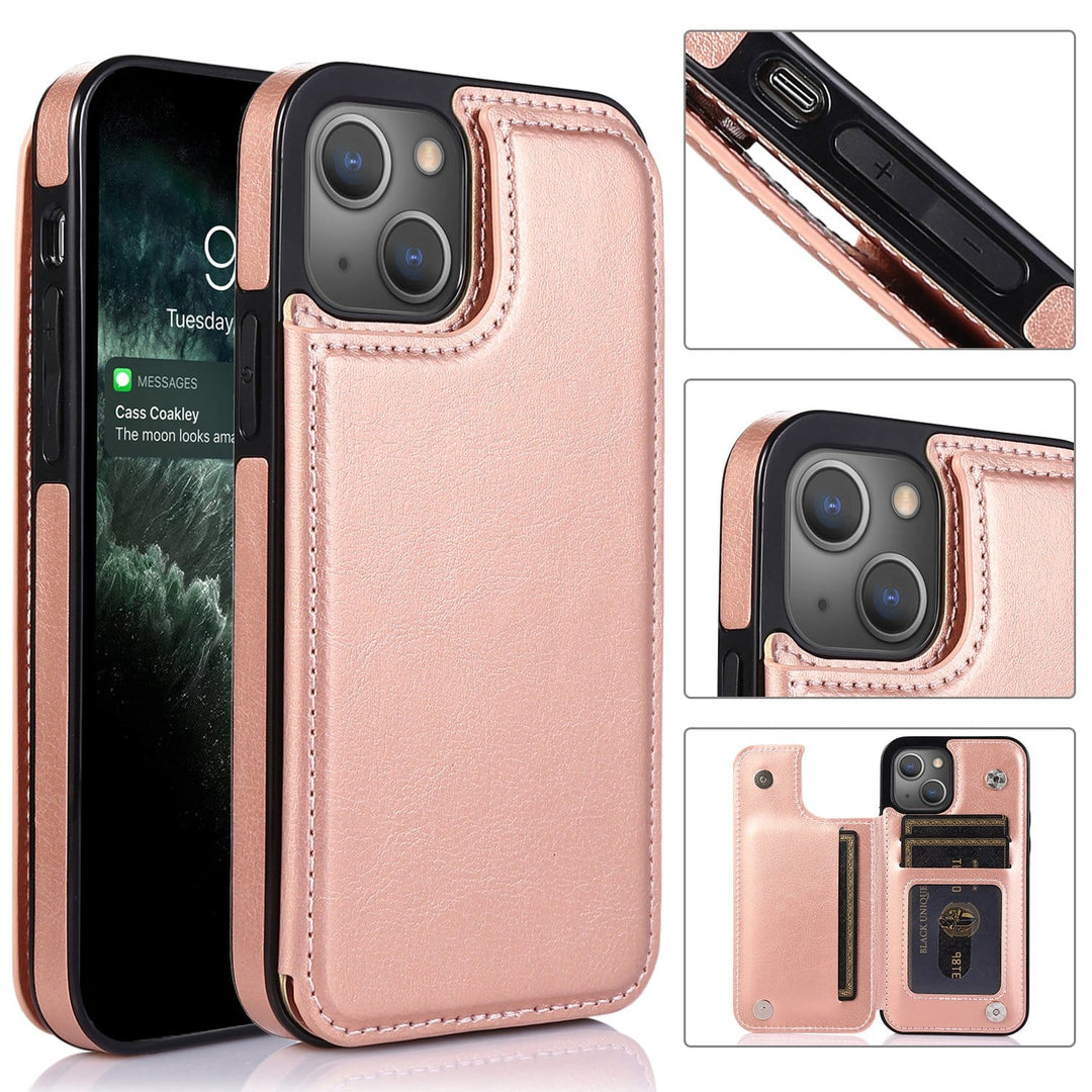 Flip Leather Phone Wallet Case iPhone 15 / Rose Gold