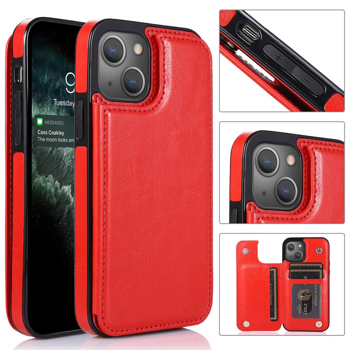 Flip Leather Phone Wallet Case iPhone 15 / Red