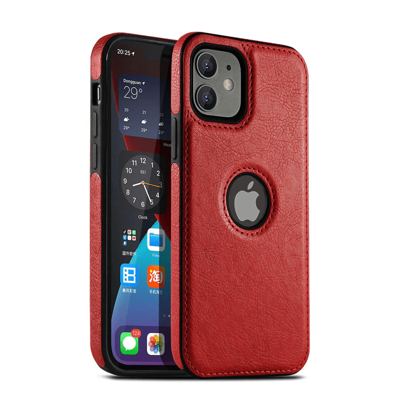 Slim Leather Phone Case Red / iPhone 15