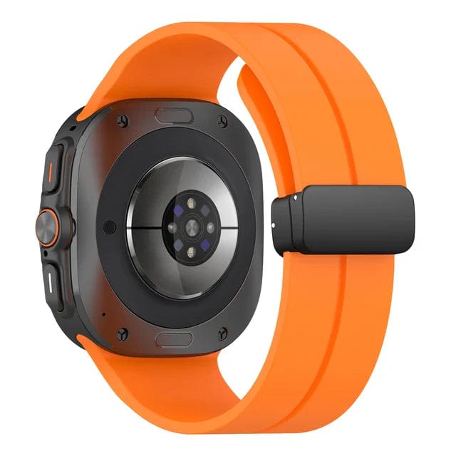 Magnetic Silicone Sports Watch Strap For Samsung Watch 7 Orange