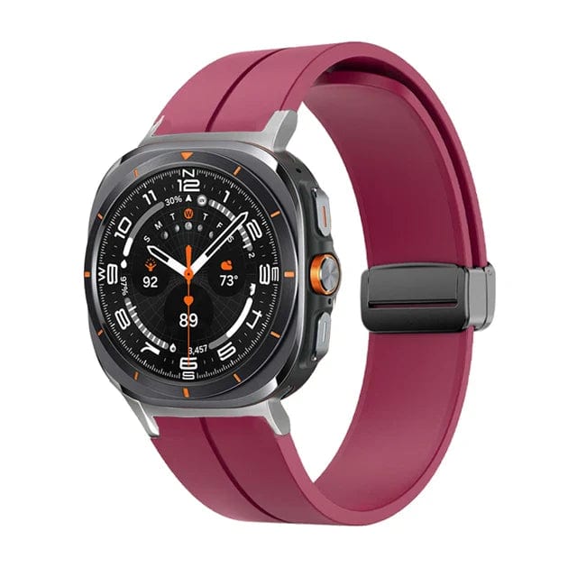 Magnetic Silicone Sports Watch Strap For Samsung Galaxy Watch 7 Ultra 47mm / Wine Red