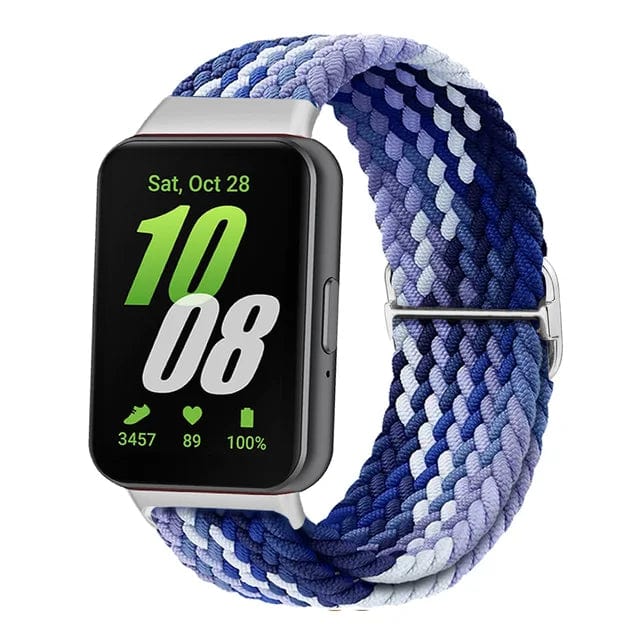 Braided Sports Watch Strap For Samsung Galaxy Fit 3 White Blue