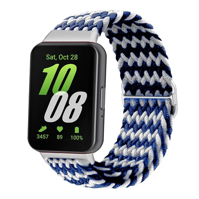 Braided Sports Watch Strap For Samsung Galaxy Fit 3 Blue White