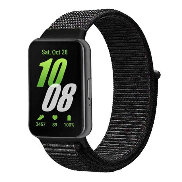 Nylon Sports Watch Band For Samsung Galaxy Fit 3 Black Sand
