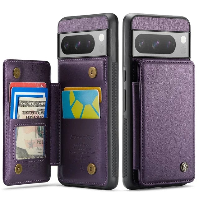 RFID Flip Leather Wallet Case For Google Pixel Google Pixel Fold / Purple