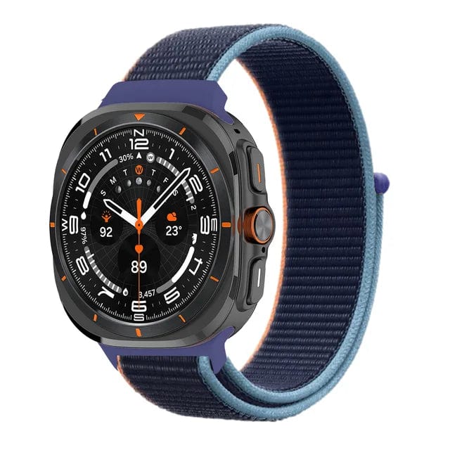 Nylon Sports Watch Strap For Samsung Watch 7 Ultra Deep Navy Blue