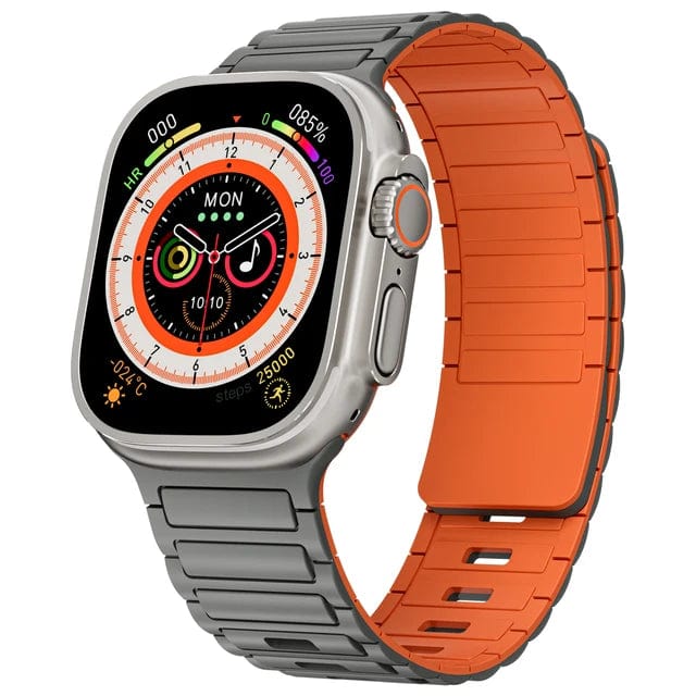 Silicone Magnetic Loop Watch Band Gray Orange / 38mm, 40mm & 41mm