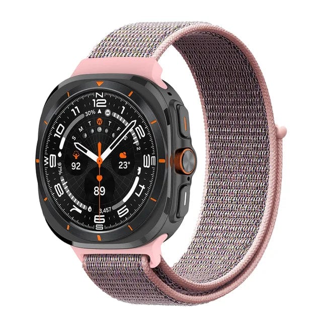 Nylon Sports Watch Strap For Samsung Watch 7 Ultra Pink Sand