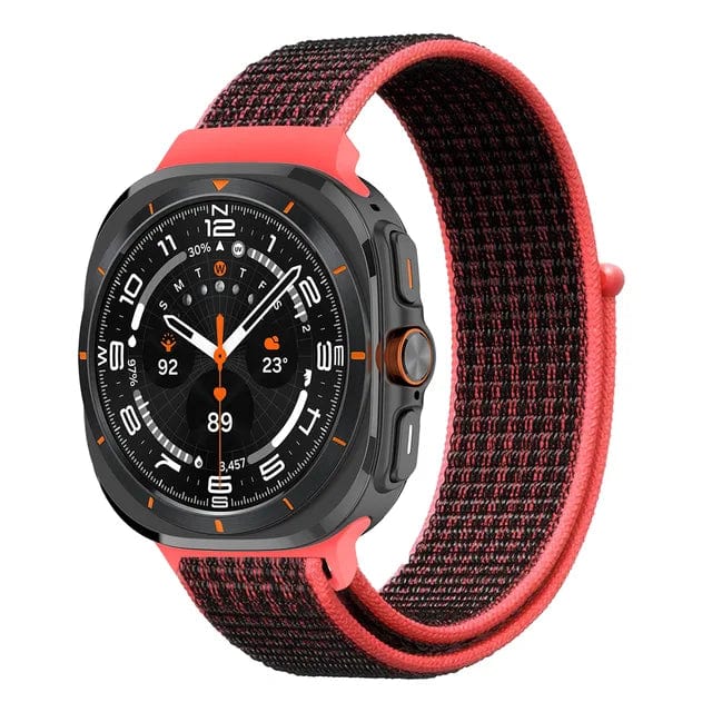 Nylon Sports Watch Strap For Samsung Watch 7 Ultra Red Black