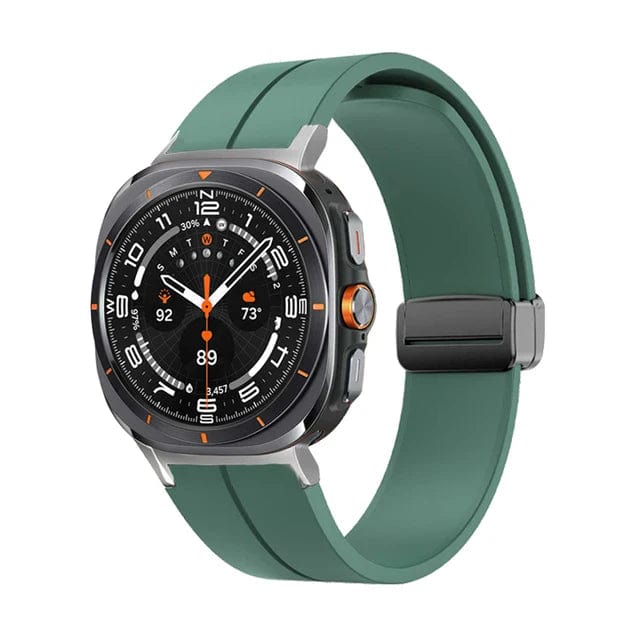 Magnetic Silicone Sports Watch Strap For Samsung Galaxy Watch 7 Ultra 47mm / Pine Green