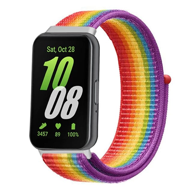 Nylon Sports Watch Band For Samsung Galaxy Fit 3 Rainbow