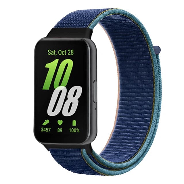 Nylon Sports Watch Band For Samsung Galaxy Fit 3 Navy Blue
