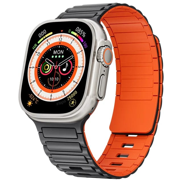 Silicone Magnetic Loop Watch Band Black Orange / 38mm 40mm 41mm