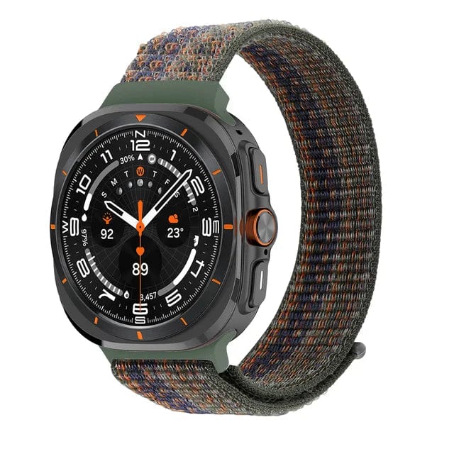 Nylon Sports Watch Strap For Samsung Watch 7 Ultra Green Orange