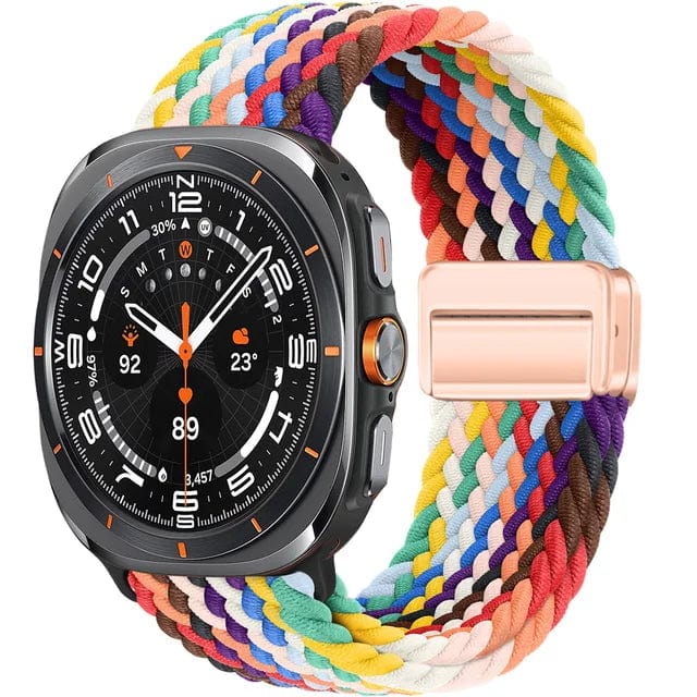 Braided Magnetic Sports Strap For Samsung Watch 7 Rainbow