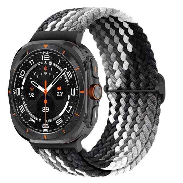 Braided Solo Loop Watch Strap For Samsung Watch 7 Black Grey