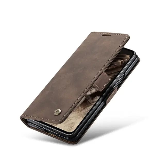 Slim Magnetic Leather Case For Google Pixel Fold Coffee