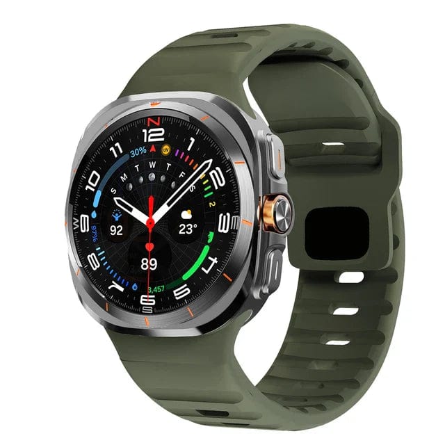 Rugged Sports Watch Strap For Samsung Watch 7 Dark Green