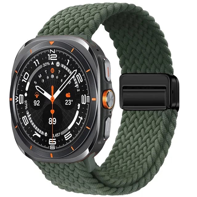 Braided Magnetic Sports Strap For Samsung Watch 7 Army Green