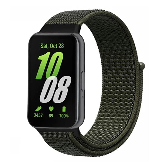 Nylon Sports Watch Band For Samsung Galaxy Fit 3 Army Green