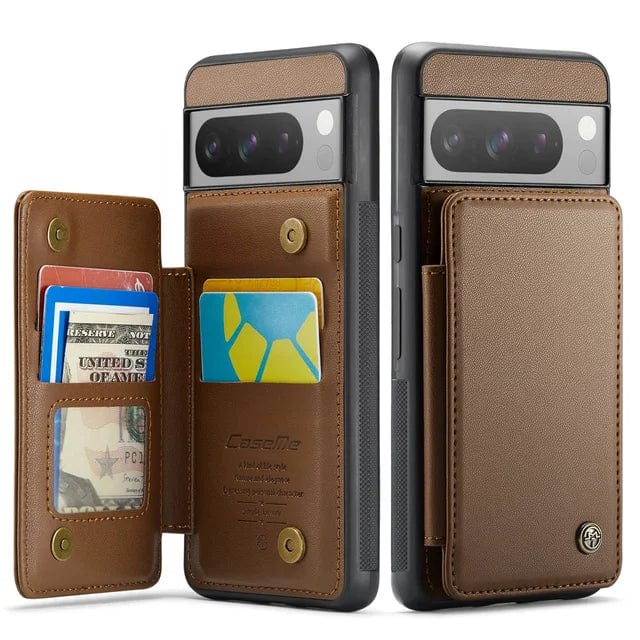 RFID Flip Leather Wallet Case For Google Pixel Google Pixel Fold / Brown