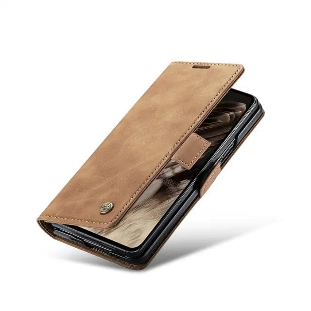 Slim Magnetic Leather Case For Google Pixel Fold Brown