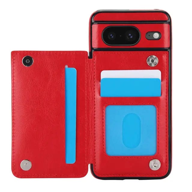 Leather Wallet Case For Google Pixel Red / Google Pixel 8