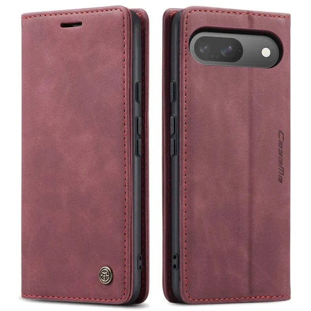 Slim Magnetic Leather Case For Google Pixel Wine Red / Google Pixel 9 Pro XL