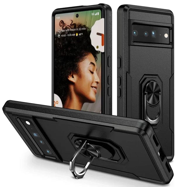 Shockproof Phone Case With Ring Grip For Google Pixel Google Pixel 9 Pro XL / Black