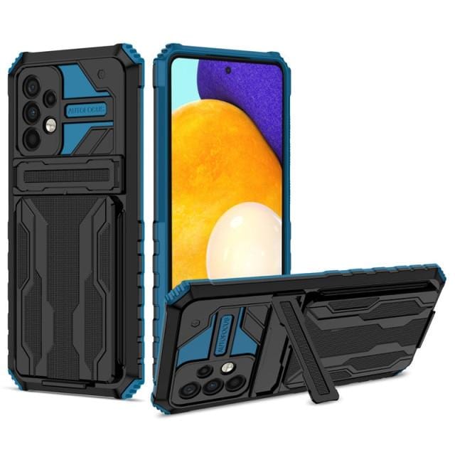 Shockproof Card Holder Case With Kickstand For Samsung A Series Samsung A34 5G / Blue