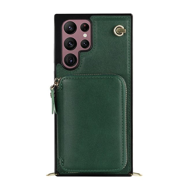 Leather Wallet Case With Lanyard For Samsung Galaxy Galaxy Note 9 / Emerald