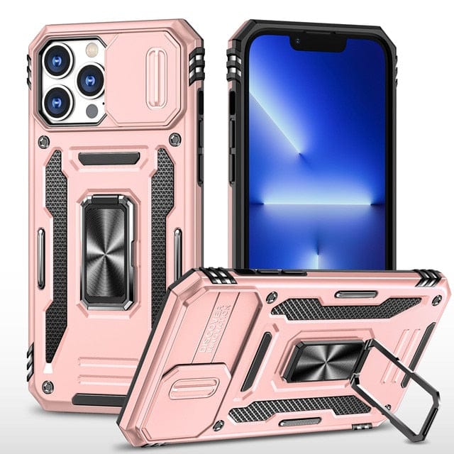 Magnetic Phone Case With Kickstand & Camera Cover iPhone 15 / Pink