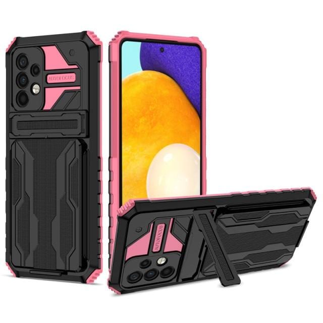 Shockproof Card Holder Case With Kickstand For Samsung A Series Samsung A34 5G / Pink