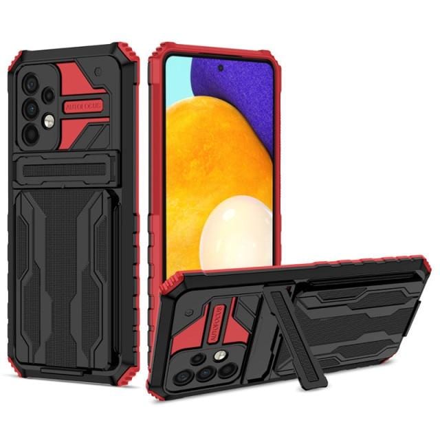 Shockproof Card Holder Case With Kickstand For Samsung A Series Samsung A34 5G / Red