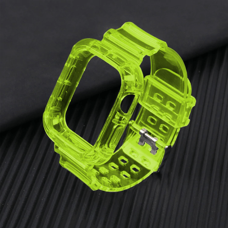 Transparent Sports Watch Band With Built In Case Yellow Green / 38mm, 40mm