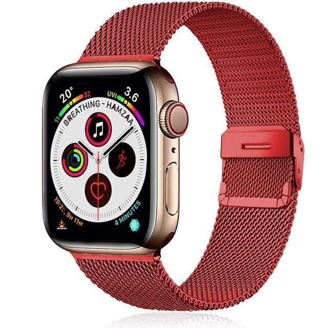 Milanese Stainless Steel Watch Band Red / 38mm, 40mm & 41mm