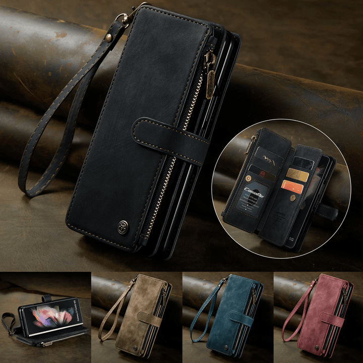 Zipper Leather Wallet Case For Samsung Z Fold