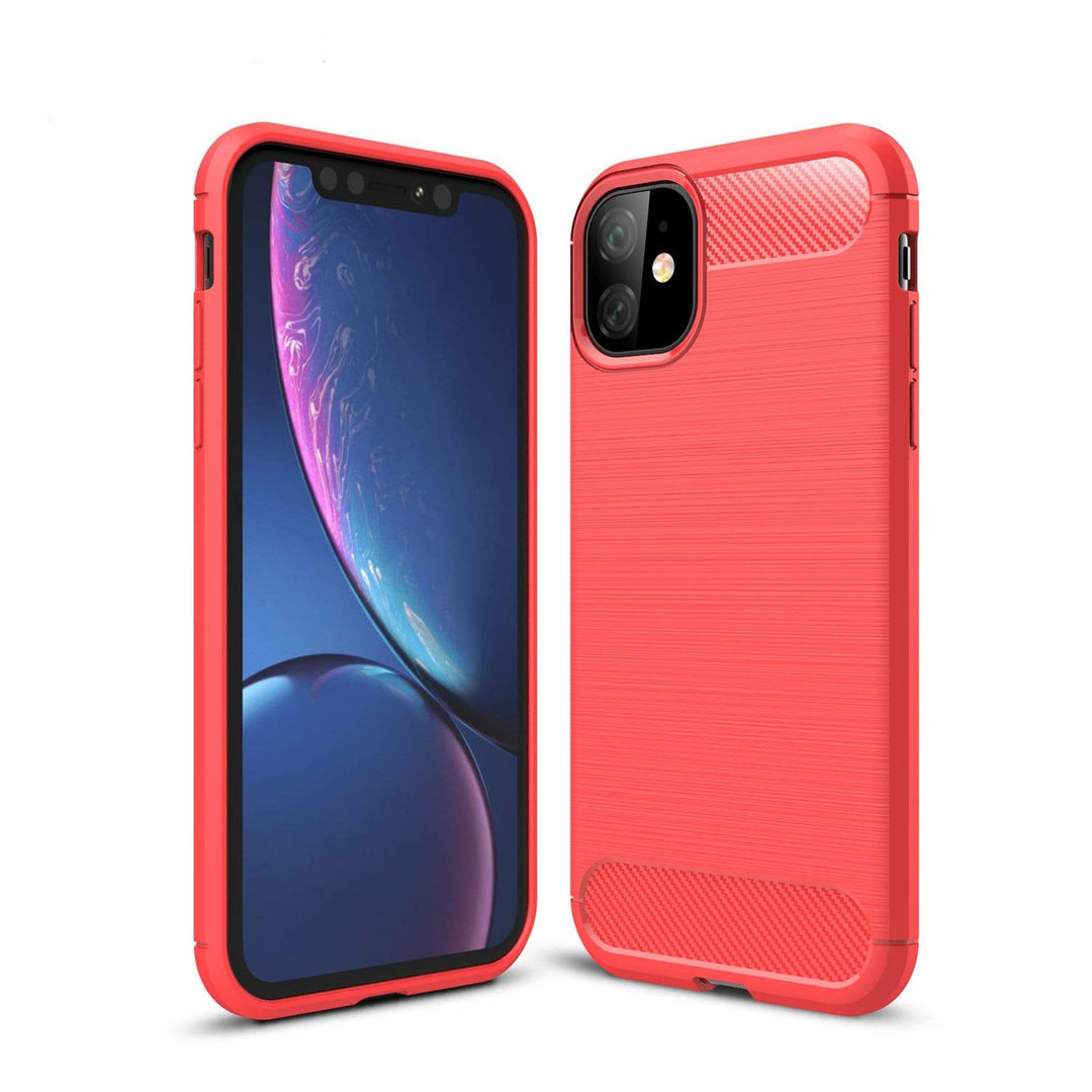 Slim Brushed Carbon Fiber Phone Case iPhone 11 / Red