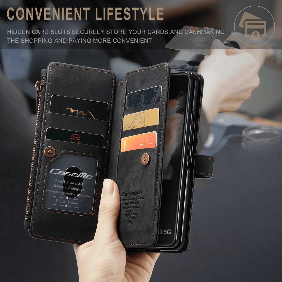 Zipper Leather Wallet Case For Samsung Z Fold