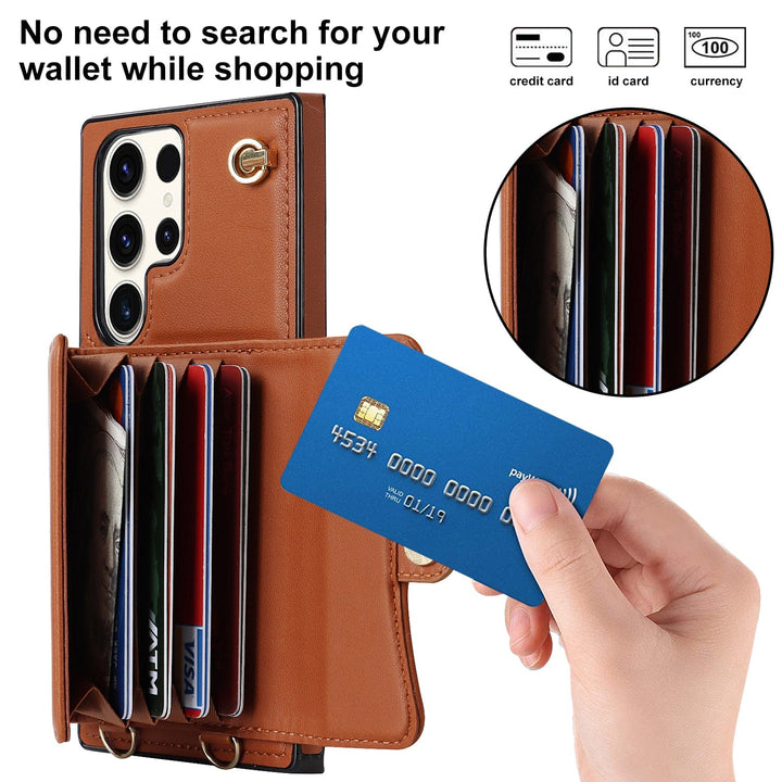 Cardholder Leather Case With Lanyard for Samsung S Series