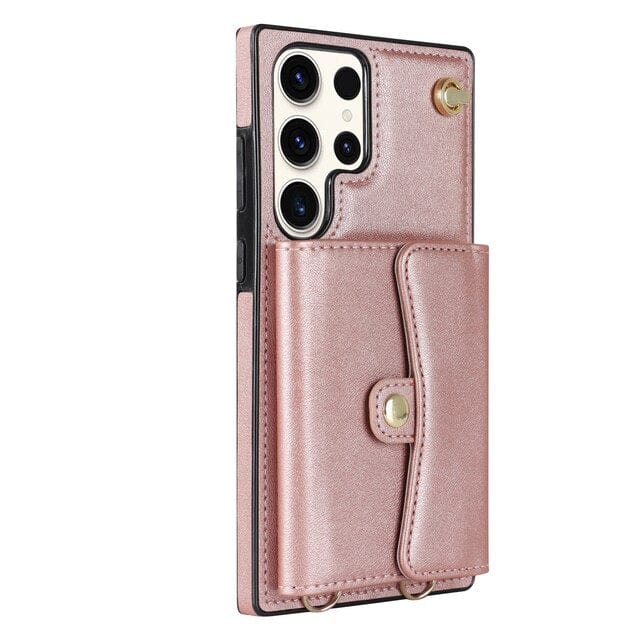 Cardholder Leather Case With Lanyard for Samsung A Series Samsung A12 / Pink