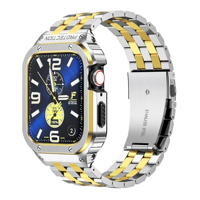 Stainless Steel Bracelet Watch Strap With Shockproof Case Silver Gold / 44mm (Series 4, 5, 6 & SE)