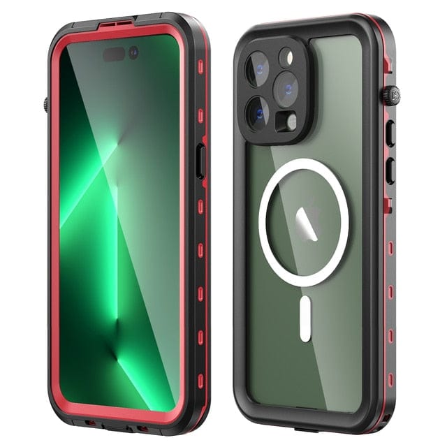 Waterproof Phone Case With Magnetic Charging iPhone 14 / Red