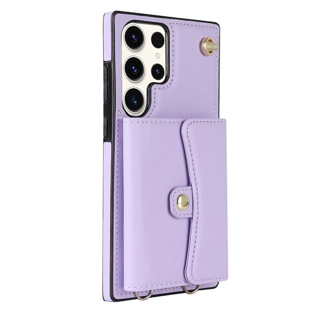 Cardholder Leather Case With Lanyard for Samsung S Series Samsung S9 / Purple