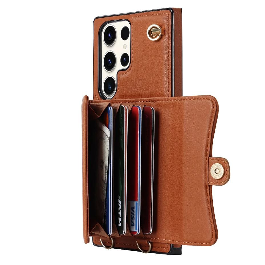 Cardholder Leather Case With Lanyard for Samsung S Series