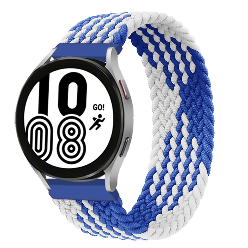Braided Solo Loop Watch Band For Samsung Blue White / 20mm / XXS