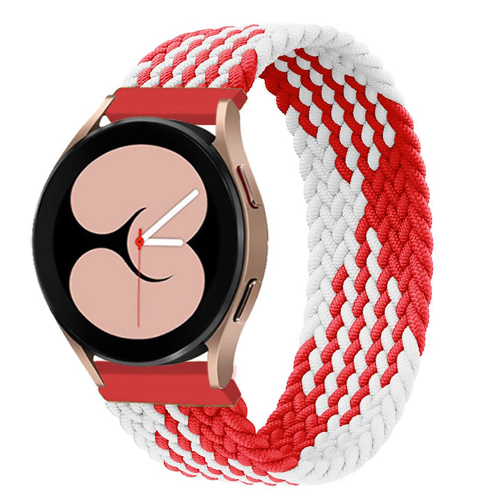 Braided Solo Loop Watch Band For Samsung White Red / 20mm / XXS